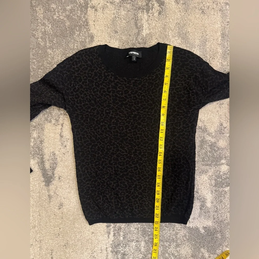 Express Black Textured Crew Neck Sweater